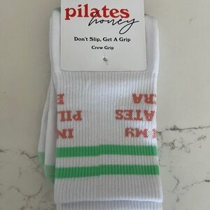 Pilates Honey In My Pilates Era Crew Grip Socks NWT, unworn